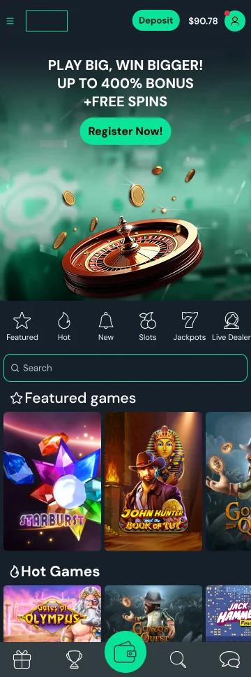 Emerald Luck casino theme on mobile